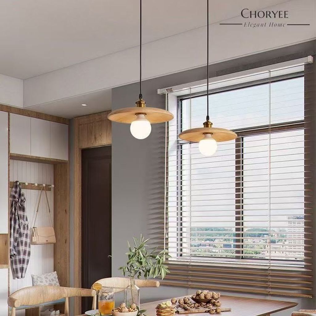 06-choryee-橡膠木吊燈-餐桌-雙燈配置