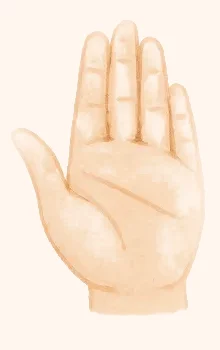 Watercolor illustration of an open palm signaling stop