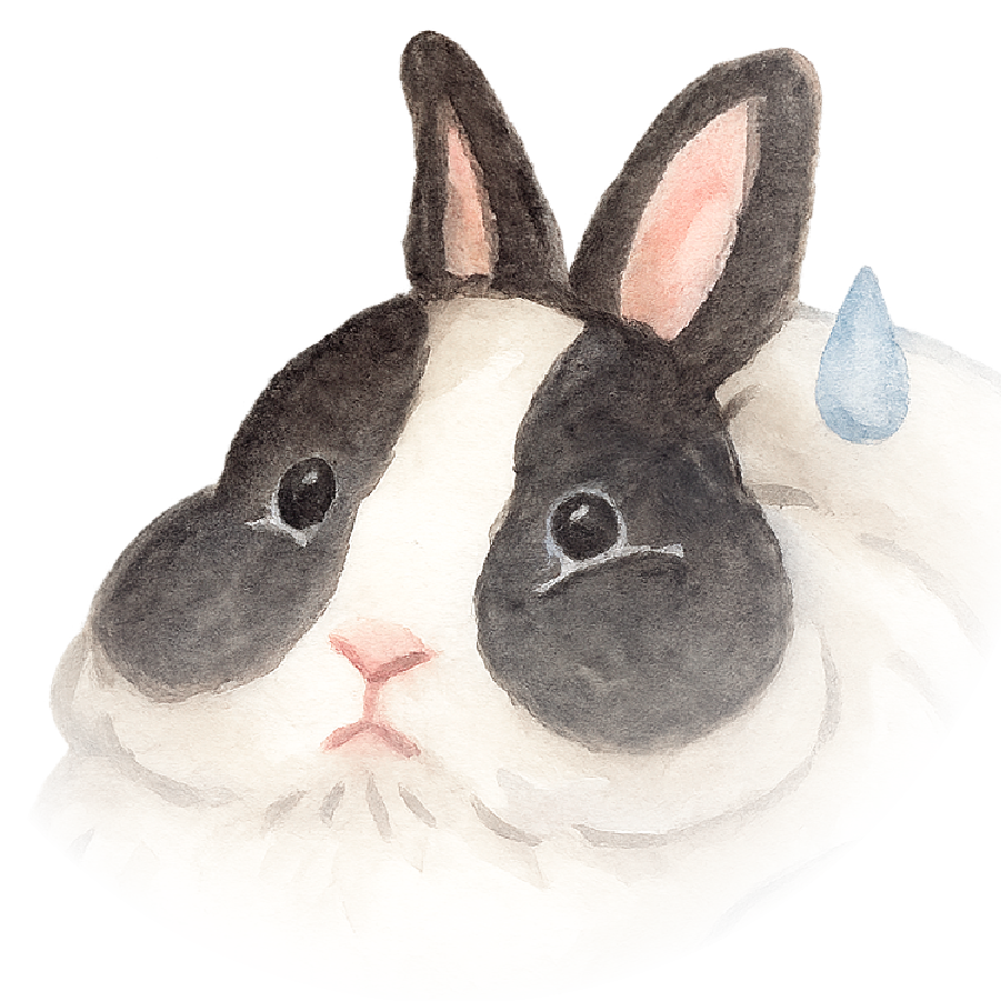 Watercolor illustration of a black-and-white rabbit