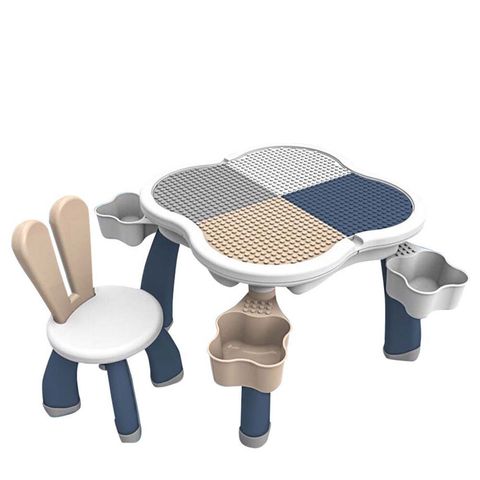 KIds Multi Activity Building Block Table & Chair Set Blue