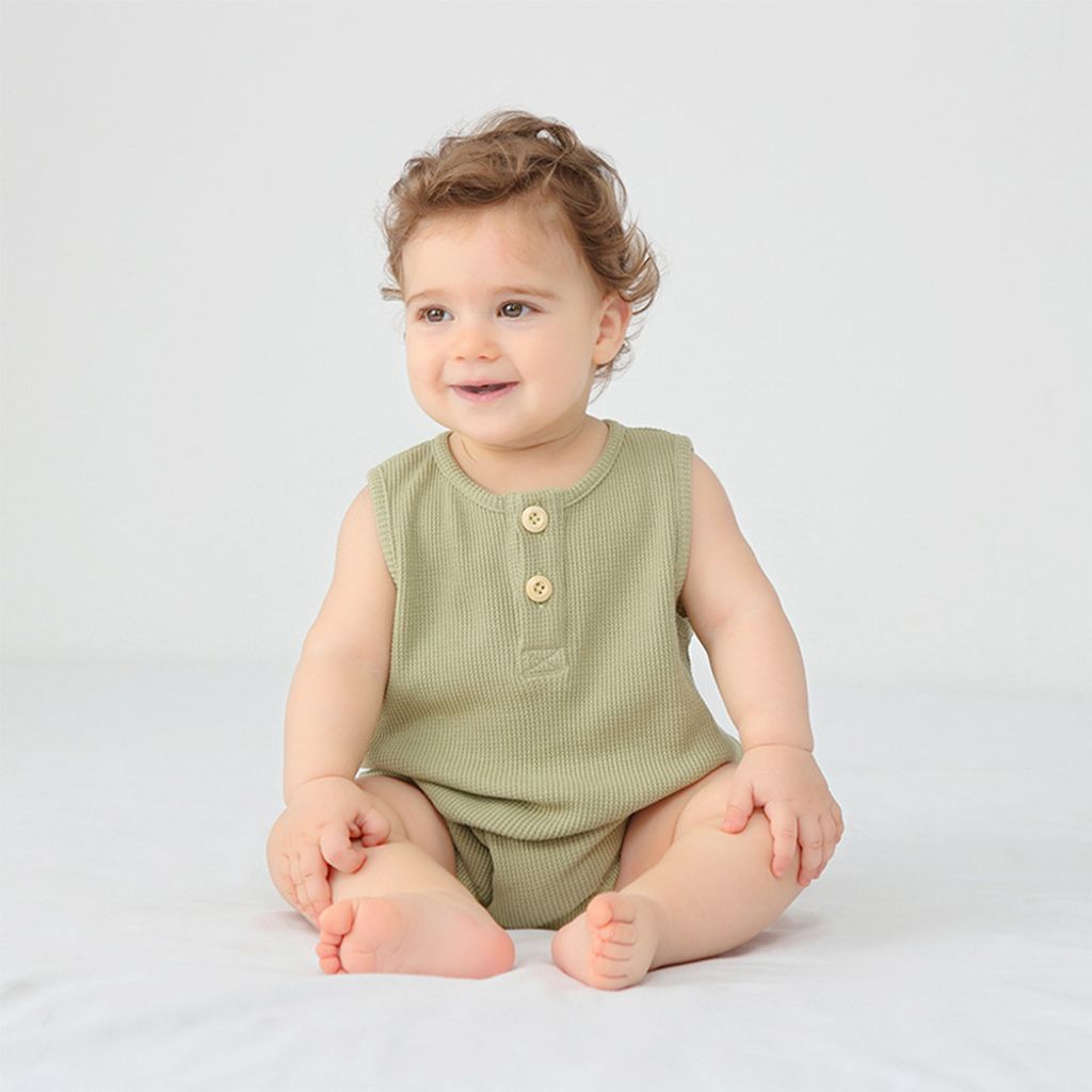 Holabebe Soft Cotton Ribbed Sleeveless Baby Romper2