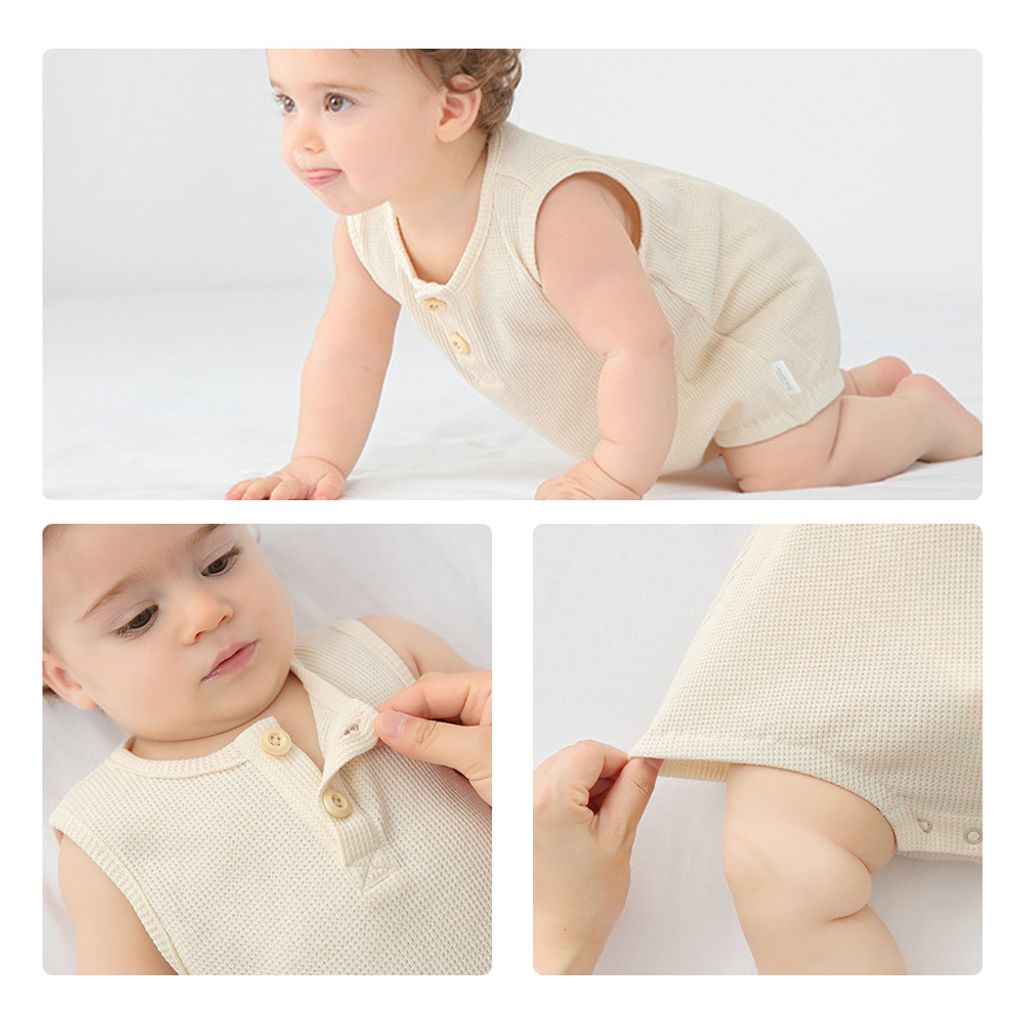 Holabebe Soft Cotton Ribbed Sleeveless Baby Romper3