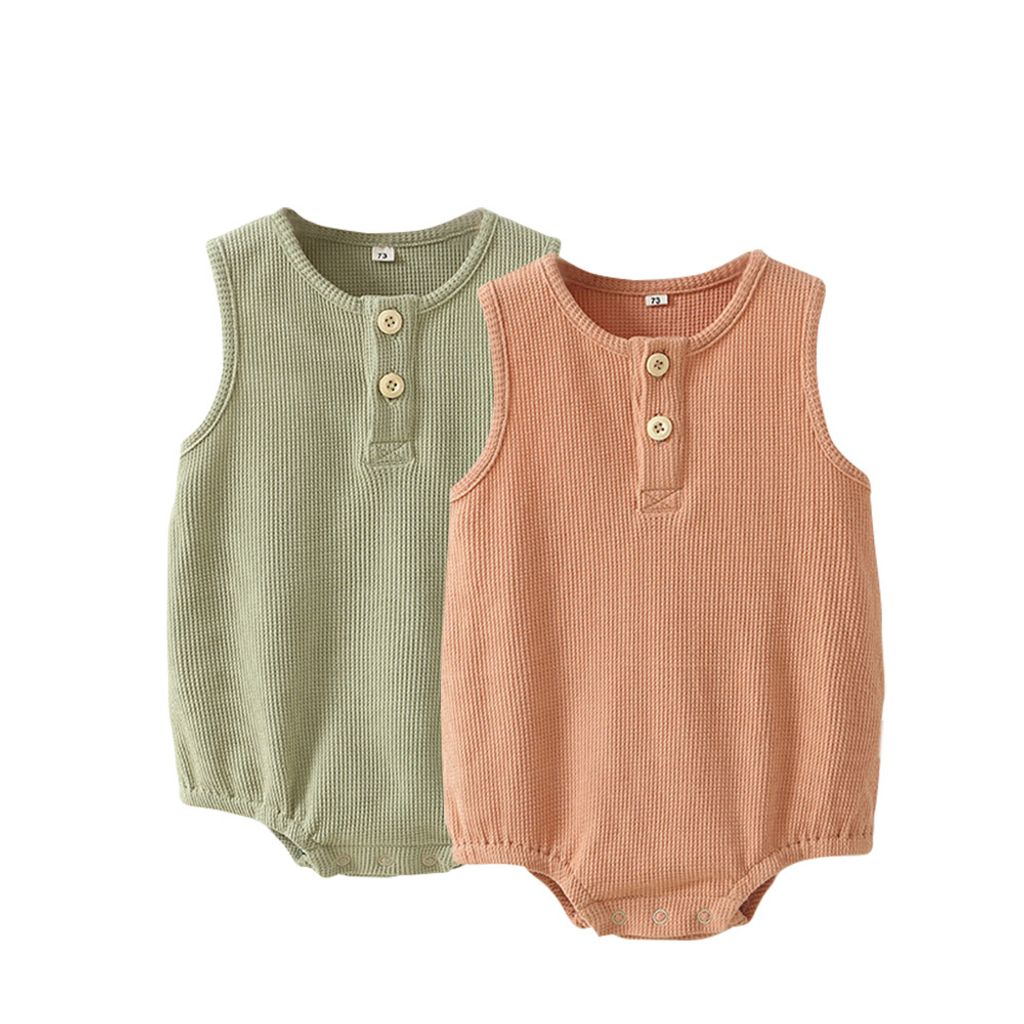 Holabebe Soft Cotton Ribbed Sleeveless Baby Romper