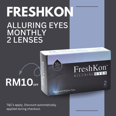 Freshkon Alluring Eyes monthly 2 pcs promo colour contact lens best price top optical retail shop near me box side box