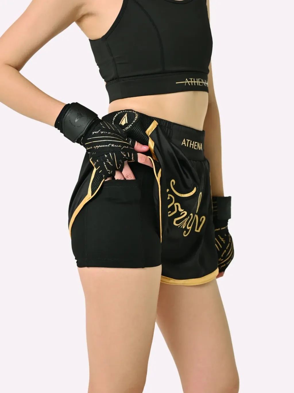 athena-fightwear-artemisia-womens-muay-thai-shorts-blackgold-3