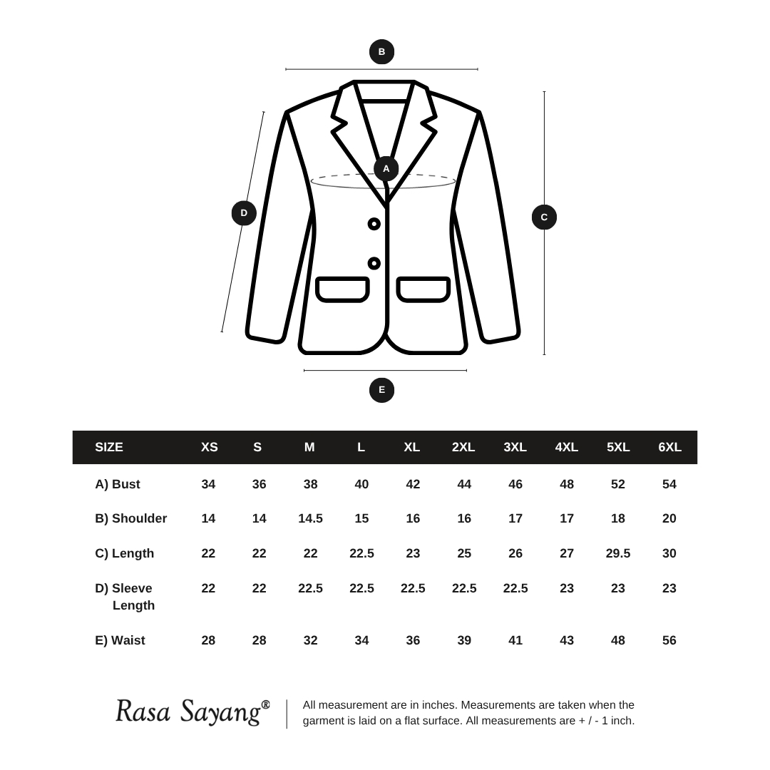 Blazer Size Chart 1