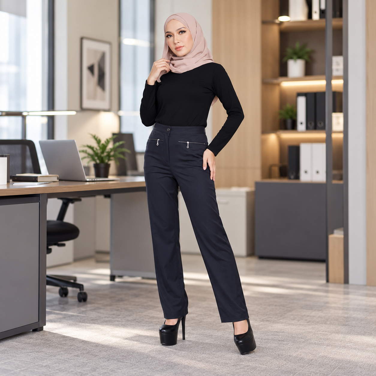 Modern Office Portrait in Neutral Tones