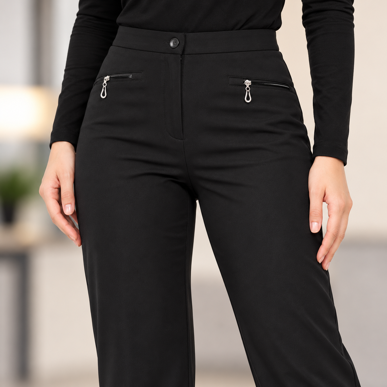 Black Tailored Trousers Detail