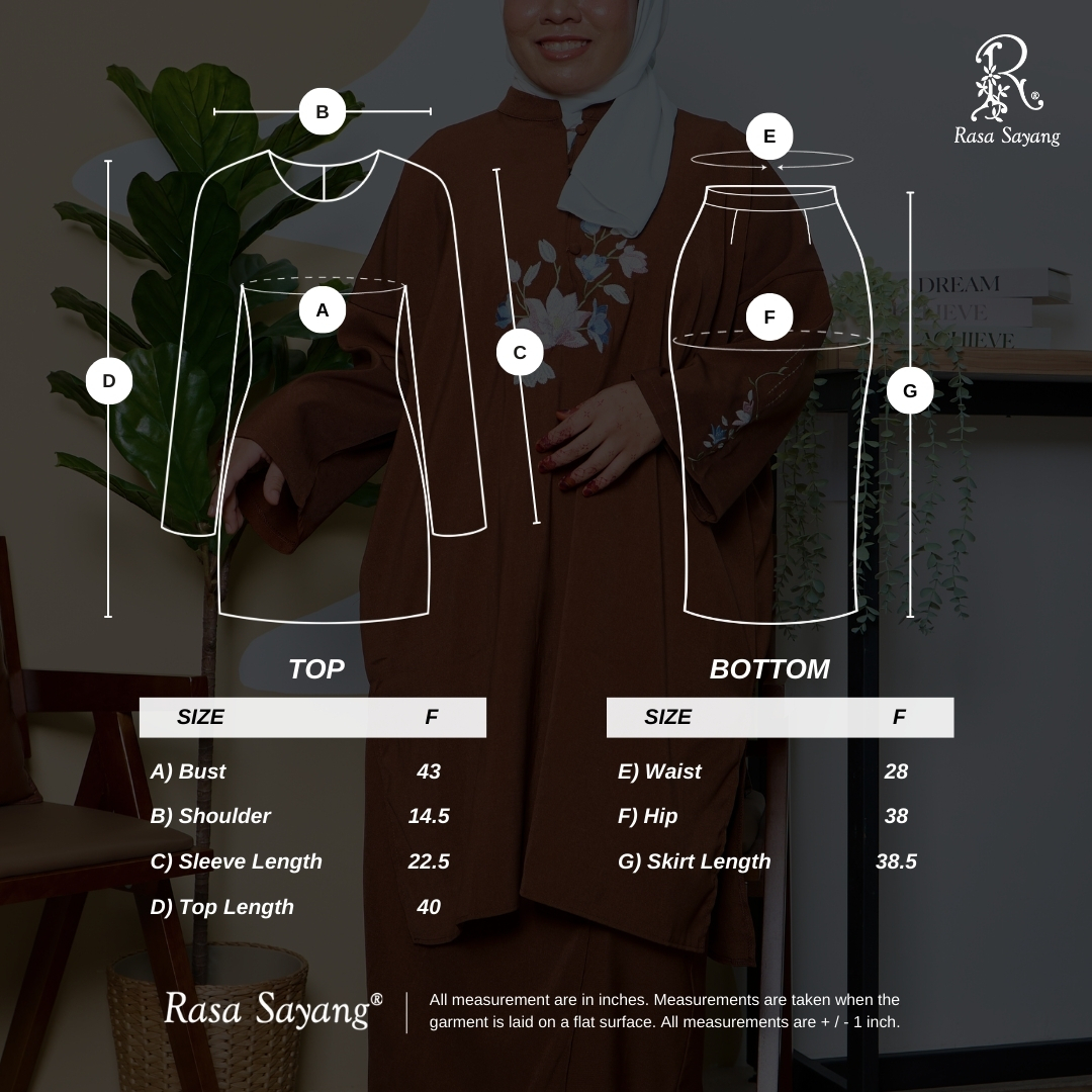 Delia Kurung Size Chart
