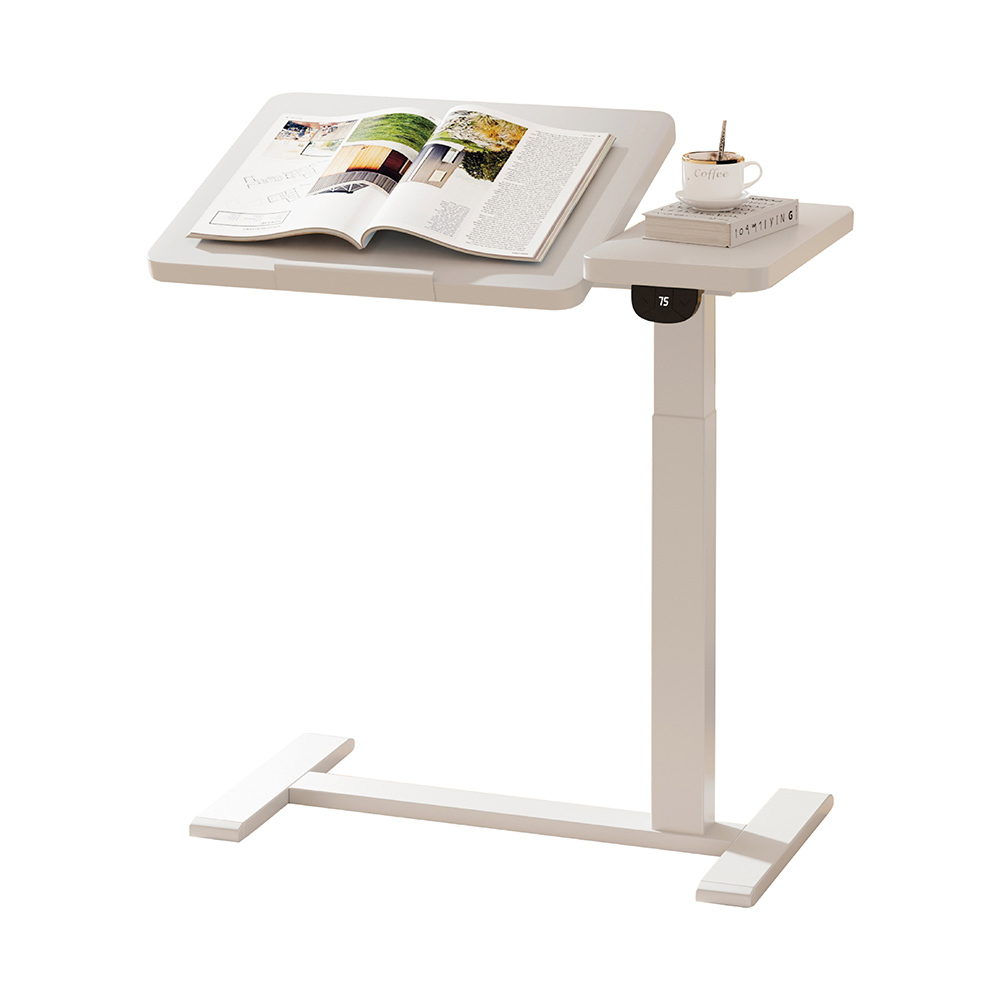 電動【氣動升降桌】白色