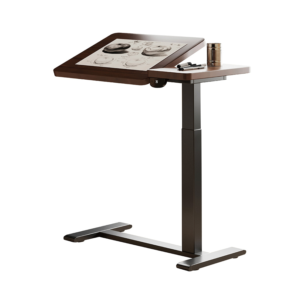 電動【氣動升降桌】胡桃色