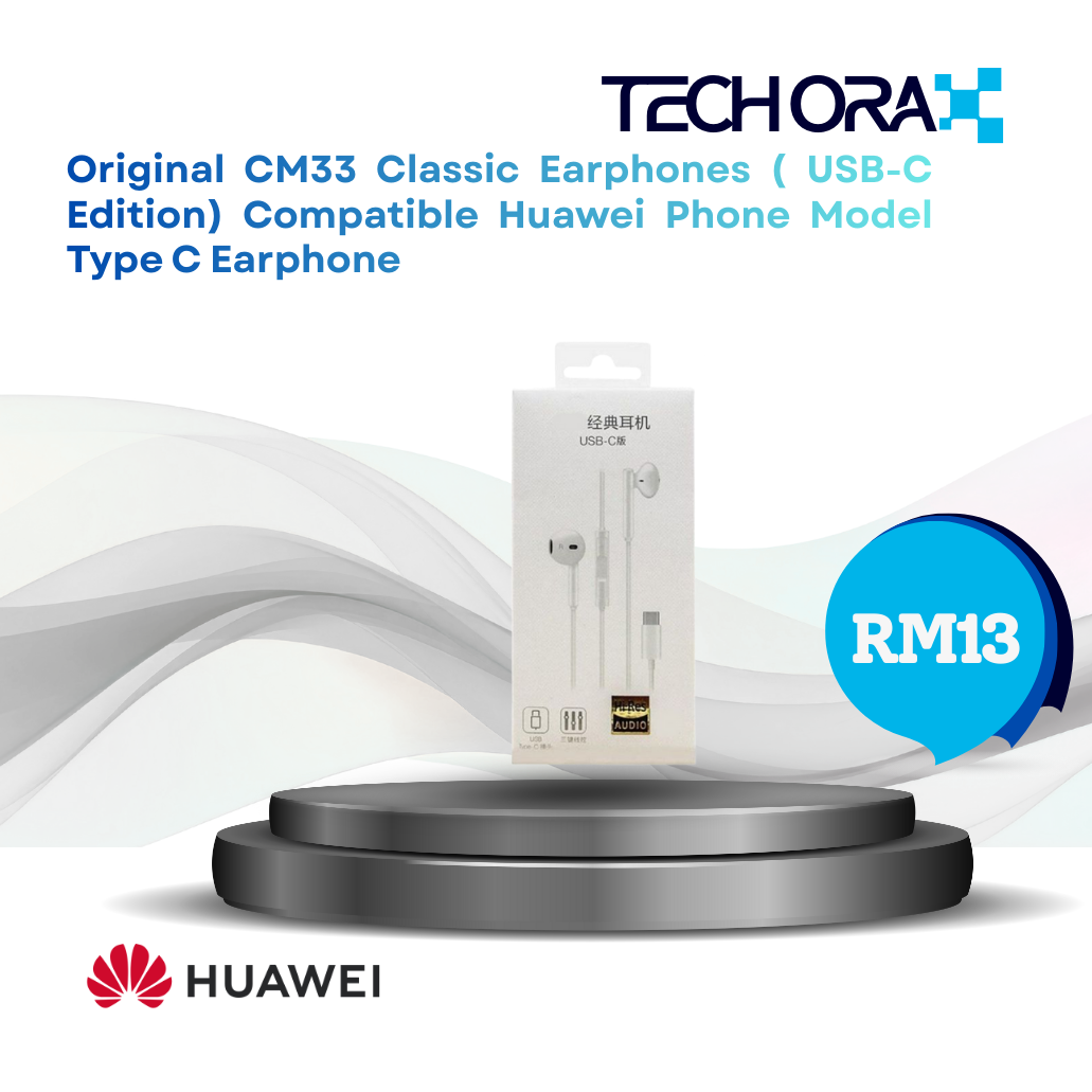 Original CM33 Classic Earphones ( USB-C Edition) Compatible Huawei Phone Model Type C Earphone