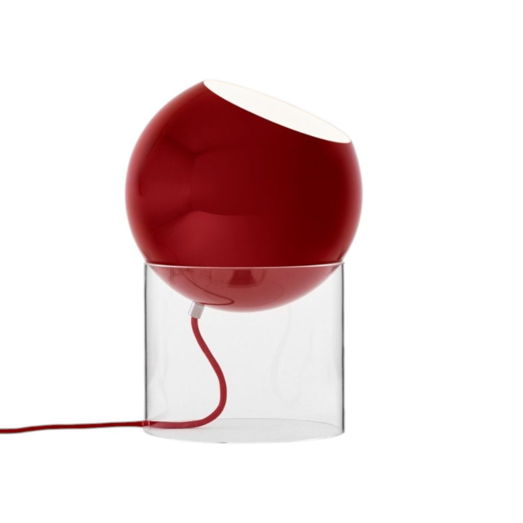 146090A182_146094_Topan Table Lamp VP13_Clear Acrylic w. Vermilion Red_Side_ON