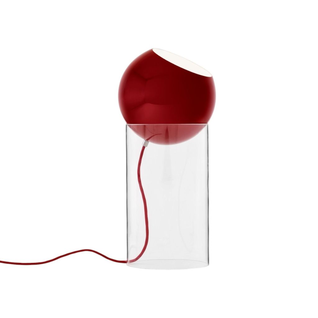 146095_146092A182_Topan Floor Lamp VP14_Clear Acrylic w. Vermilion Red_Side_ON