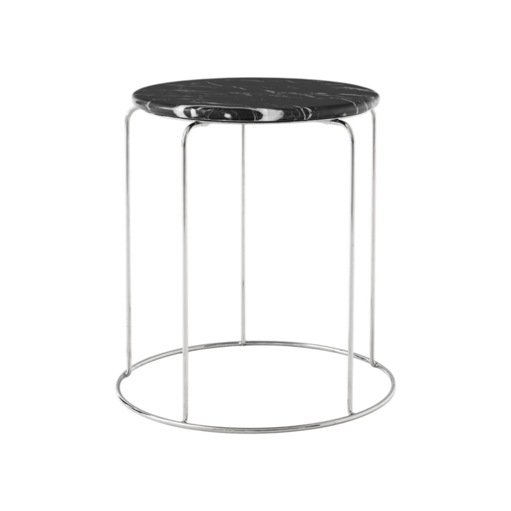 146546A336_Table Top Wire Stool VP11_Marble Nero Marquina_Front