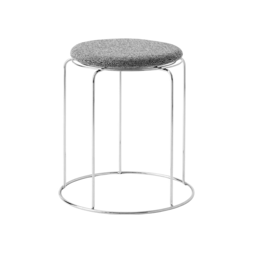 Wire Stool VP11_Stainless Steel w. Hallingdal 126 Seat Pad