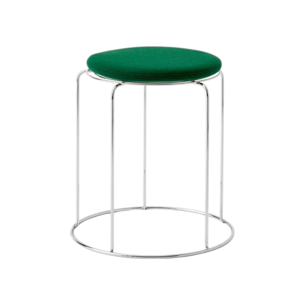 Wire Stool VP11_Stainless Steel w. Hallingdal 944 Seat Pad