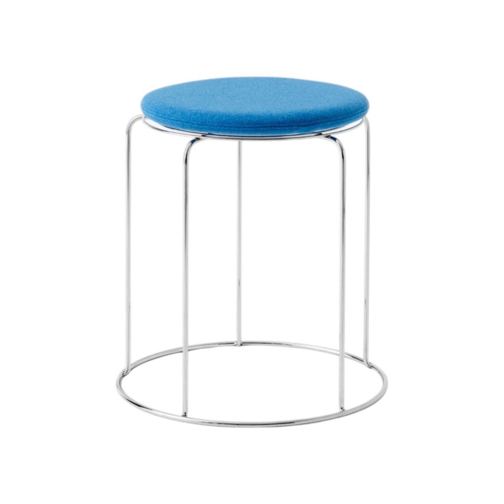 Wire Stool VP11_Stainless Steel w. Hallingdal 723 Seat Pad