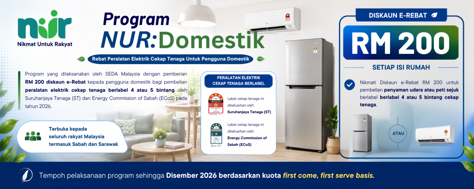 NUR@PETRA 2026: Get RM200 e-Rebate on Energy-Efficient Air Conditioners & Refrigerators