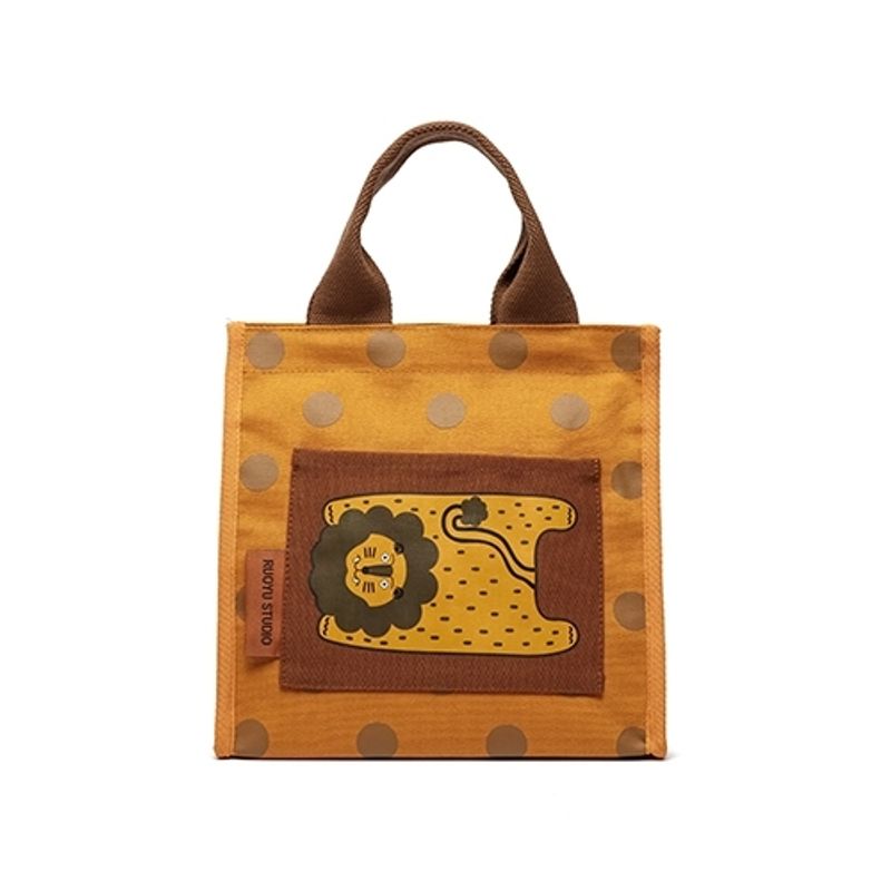 若愚工坊 可愛獅子 可愛貓咪 刺繡 粉紅肌肉猛男兔 肌肉兔  搞怪 粉紅兔 帆布包 手提包｜嗨寶好選物