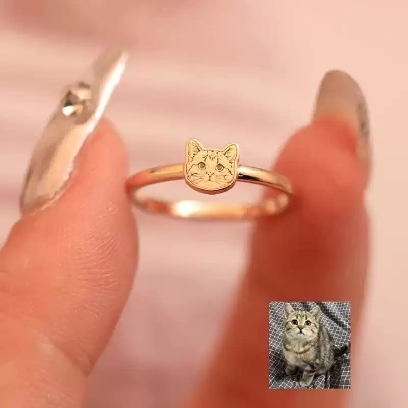 【手作客製化】照片訂製  來圖訂製 手工打造 925銀 戒指 尾戒 貓貓 狗狗 孩子 手鍊 手環 紀念物｜嗨寶好選物