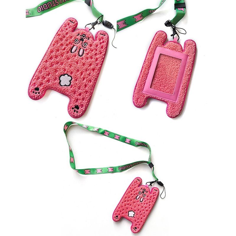 若愚工坊 粉紅肌肉猛男兔布偶 玩偶 肌肉兔 猛男兔 搞怪 粉紅兔 識別證 狗牌 門禁卡 卡套 證件套｜嗨寶好選物