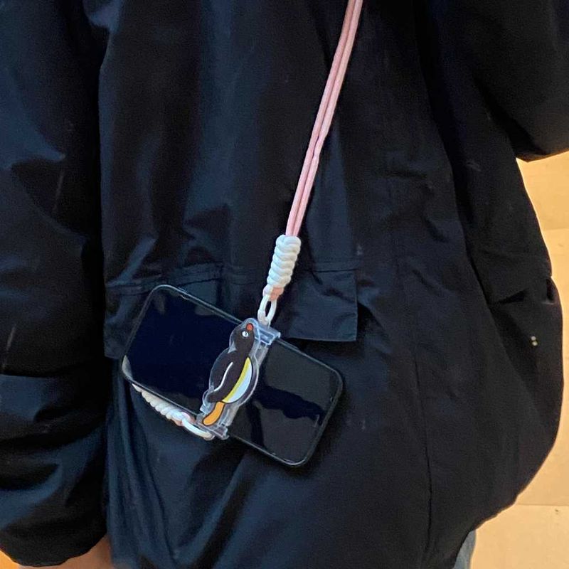 Pingu 企鵝家族 手機掛繩 背夾 斜背 可調節 可愛 卡通 掛件 防丟 手機繩 配件 送女生 生日禮物｜嗨寶好選物