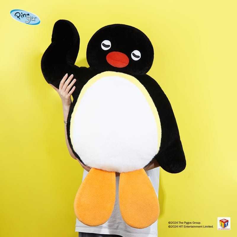 山莫 Pingu 企鵝家族 躺平扁扁抱枕｜可愛 毛絨玩偶 公仔 靠墊 睡覺 枕頭 禮物｜嗨寶好選物