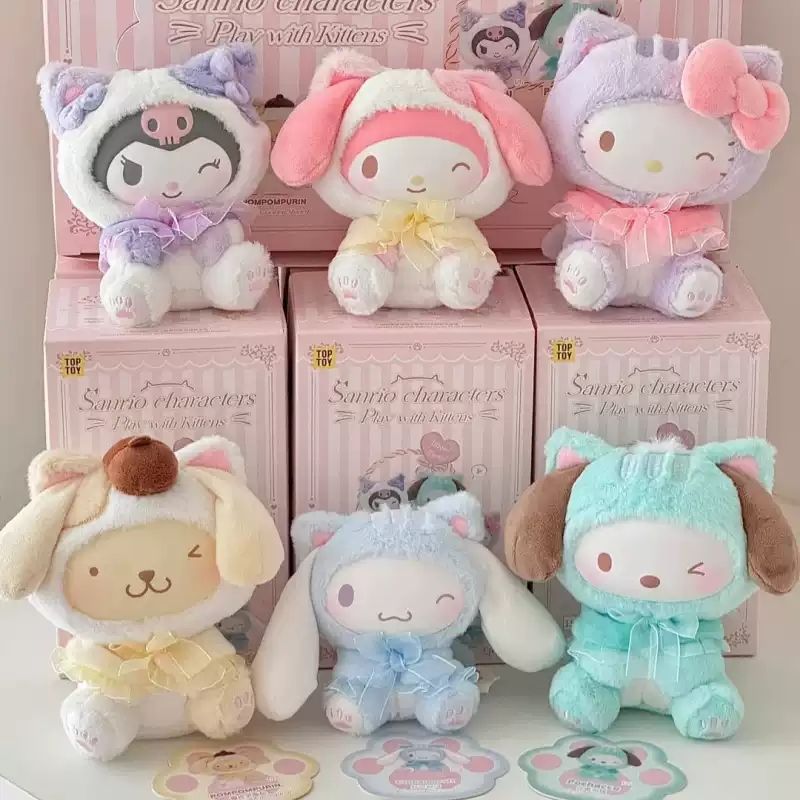 Sanrio 三麗鷗 逗逗小貓系列 搪膠毛絨寶寶 潮玩 盲盒 公仔 手辦 掛件 逗逗小貓｜嗨寶好選物