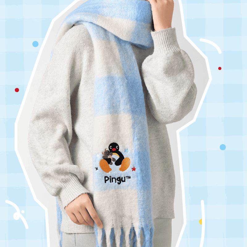 Pingu 企鵝家族 圍巾系列｜言倉 ｜冬季保暖 可愛氛圍感 百搭圍巾 禮物首選｜嗨寶好選物