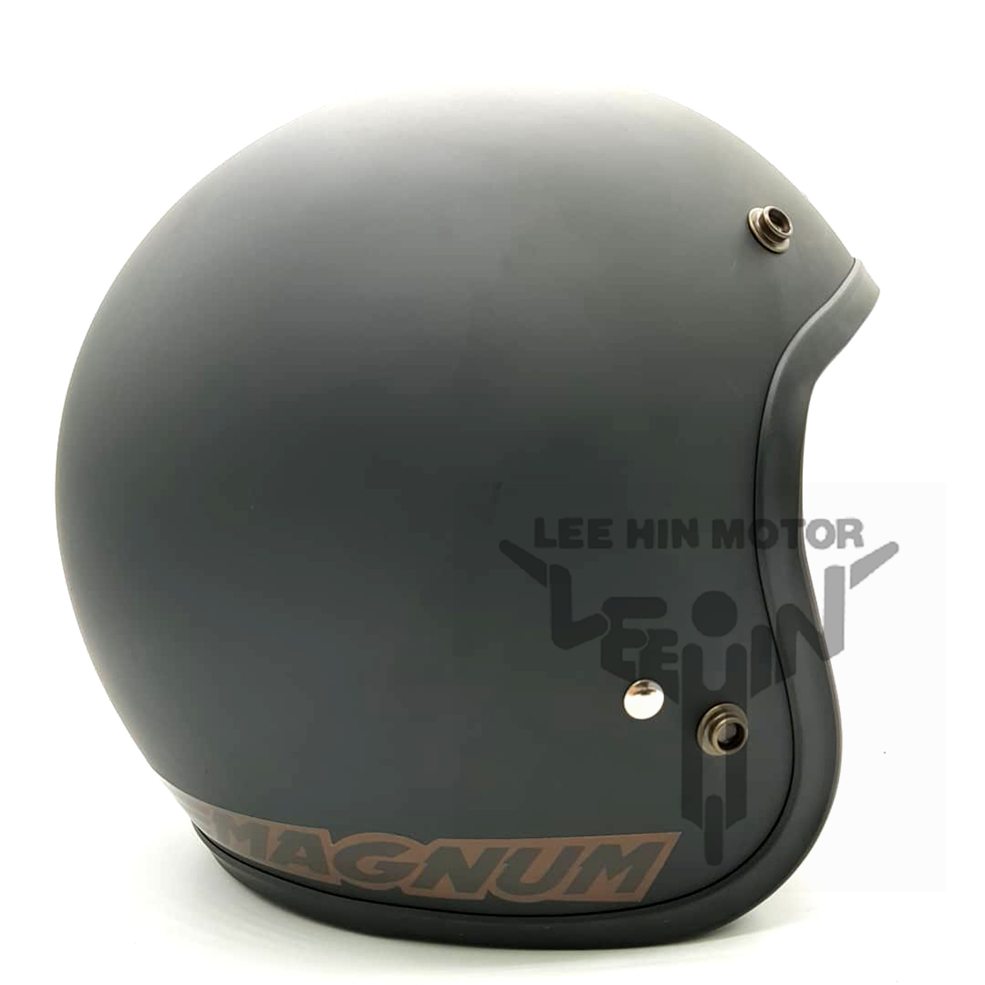 100 Original Magnum M8 3 Button Helmet with visor ( Matt Black + MHR Semi Gold ) Lee Hin Motor