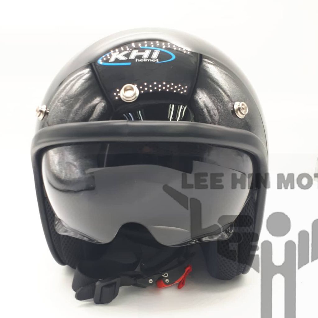 Original KHI Retro Helmet RD01 Double Visor Helmet Black , L Lee Hin Motor