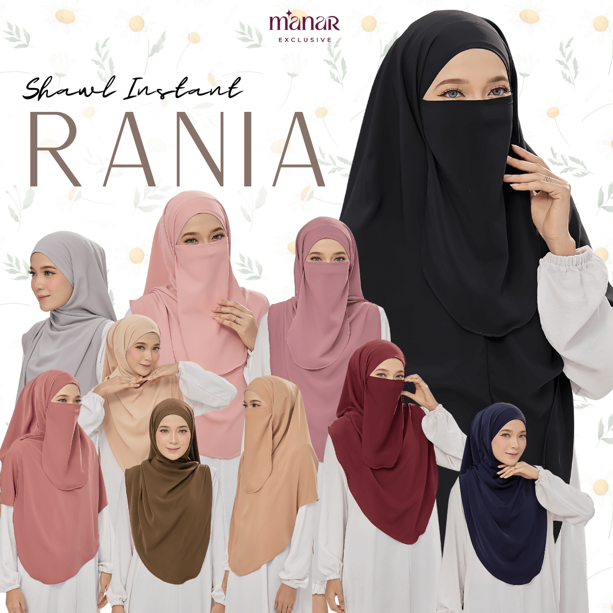 SHAWL INSTANT RANIA - Shawl Instant Chiffon Nida Sejuk | Shawl Raya 2026