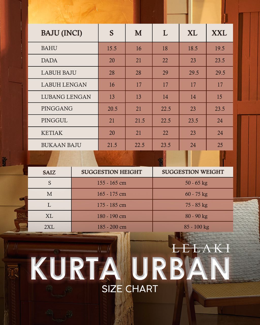 SIZE CHART URBAN
