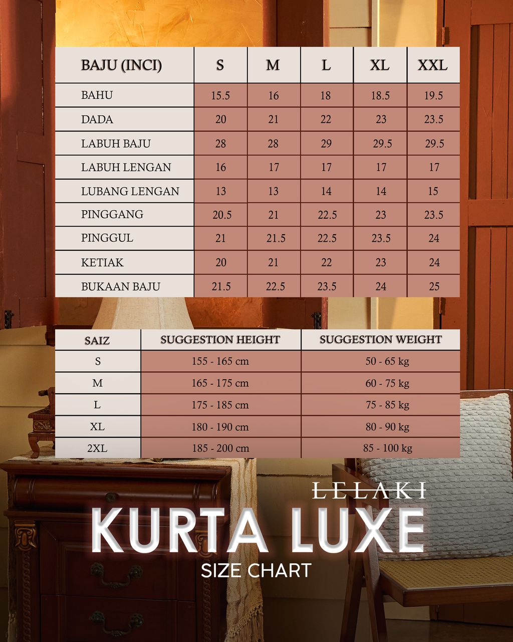 SIZE CHART LUXE