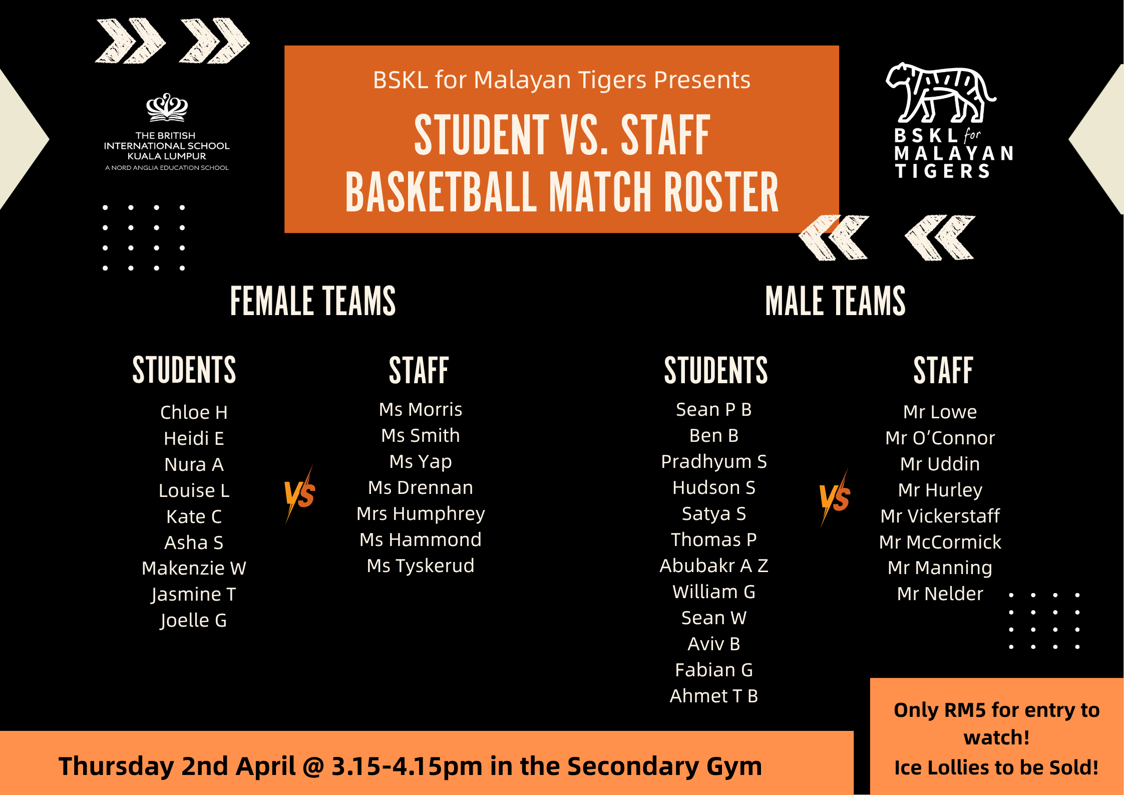 Staff vs Students Basketball Match 2026