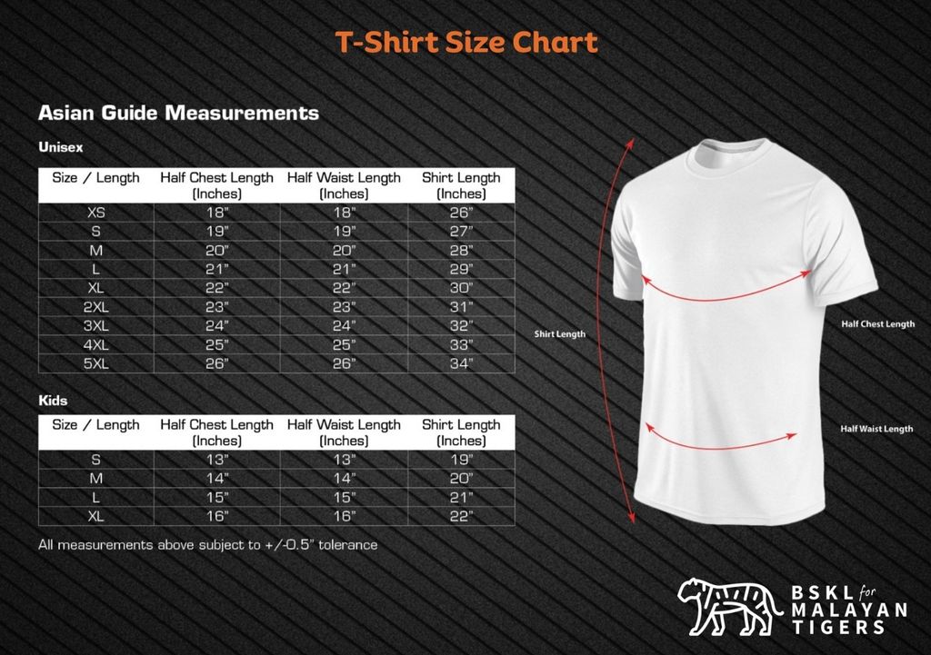 Size Chart Tshirt New