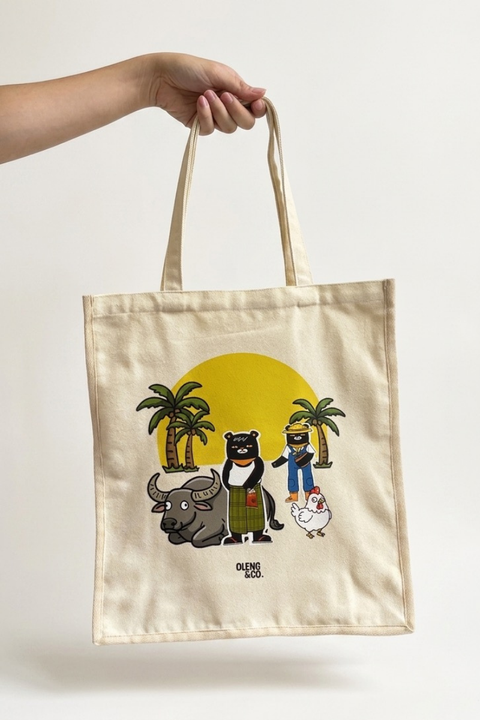 Kampung Boy | Structured Oxford Tote Bag, front view - Oleng & Co.