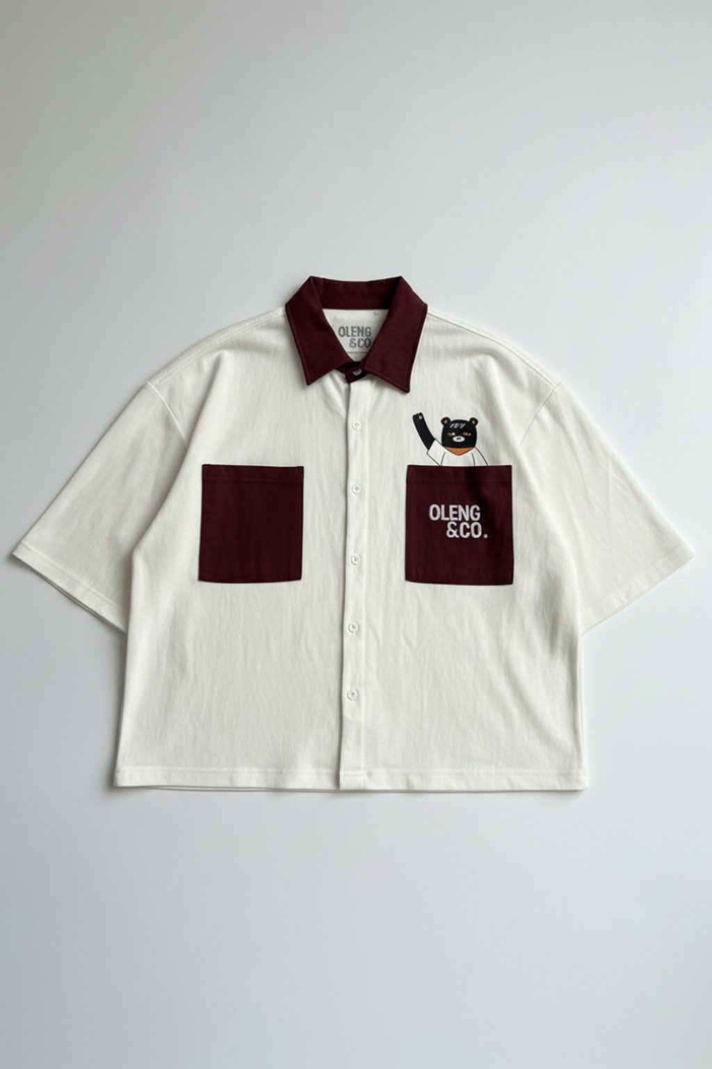 Santai Boxy Shirt | Burgundy, front view - Oleng & Co.