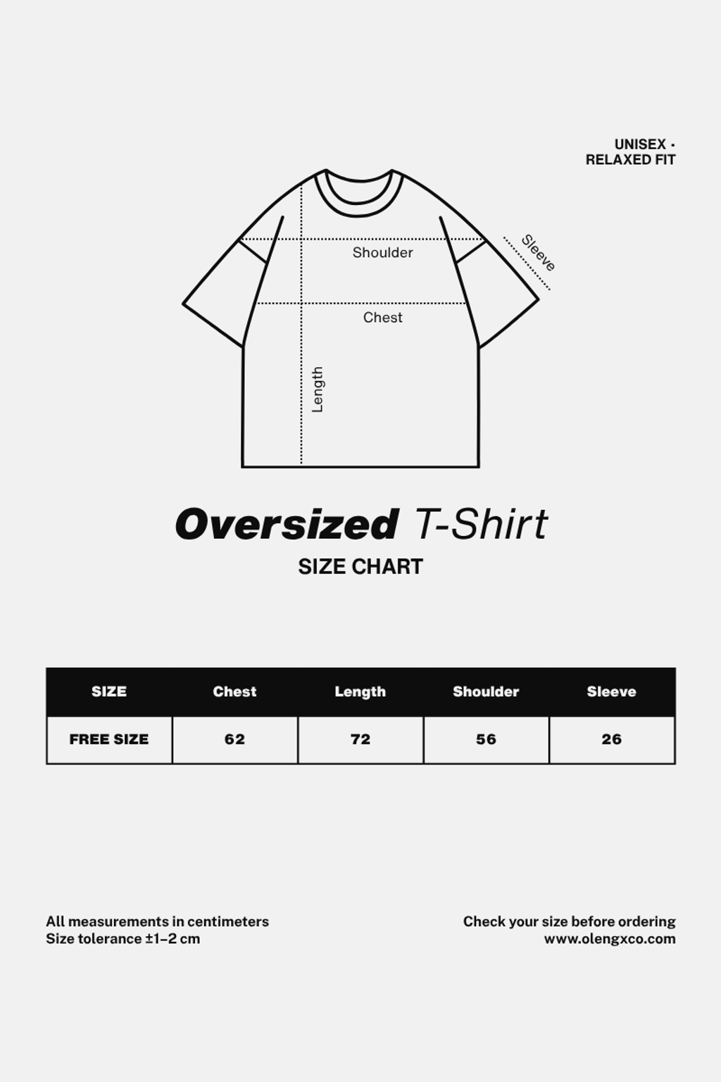 Udam Oversized Graphic Tee | sizing chart (07) - Oleng & Co.