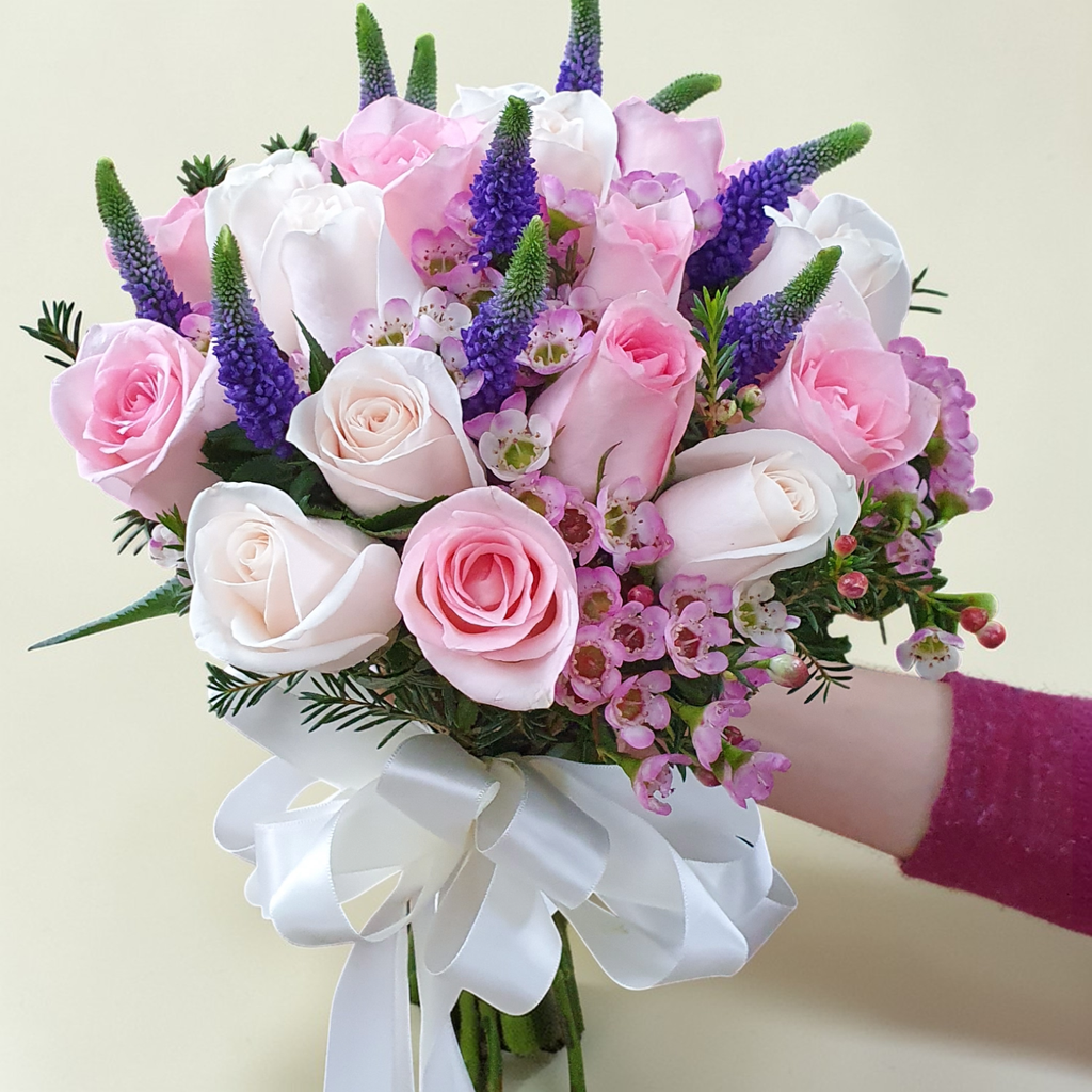 Petal Poetry rose and veronica hand bouquet for bridal or wedding with delivery in Kuala Lumpur and Selangor