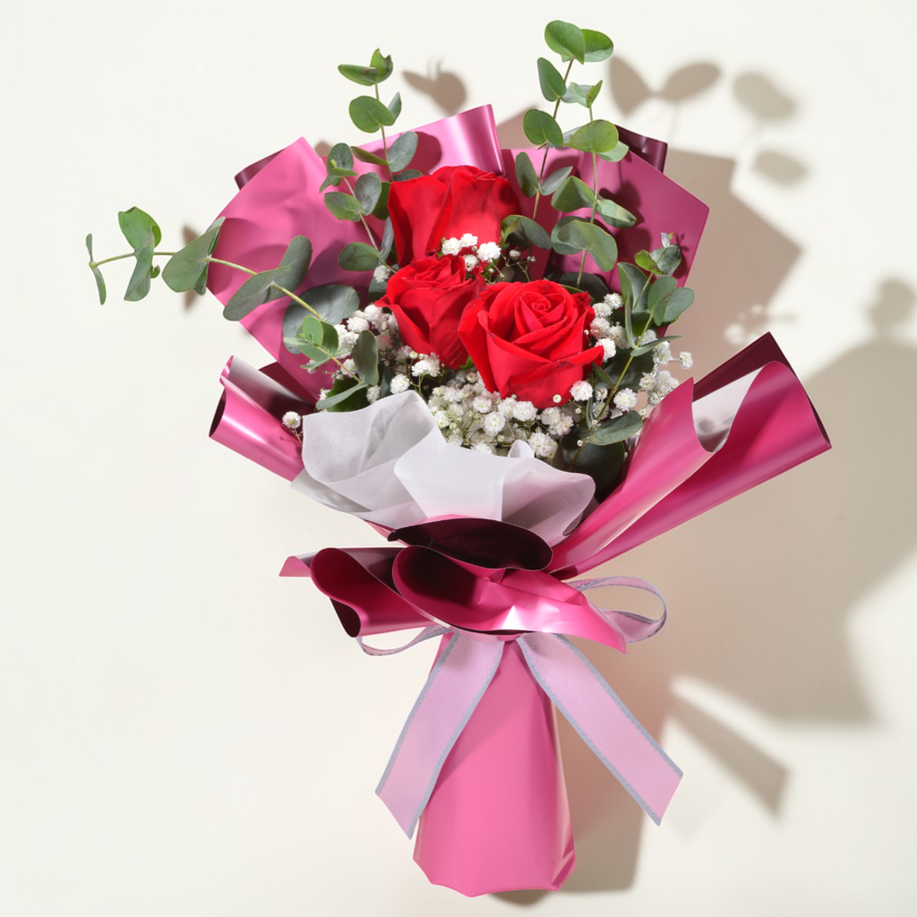 Ever After baby’s breath and rose hand bouquet for birthday or anniversary with delivery in Kuala Lumpur and Selangor