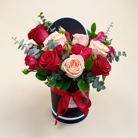 Timeless Rose Box rose and spray roses table arrangement for birthday or anniversary with delivery in Kuala Lumpur and Selangor