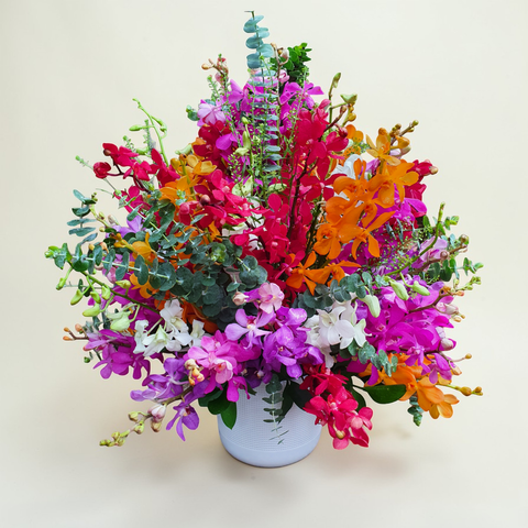 Garden Elegance orchid table arrangement for birthday or anniversary with delivery in Kuala and Selangor