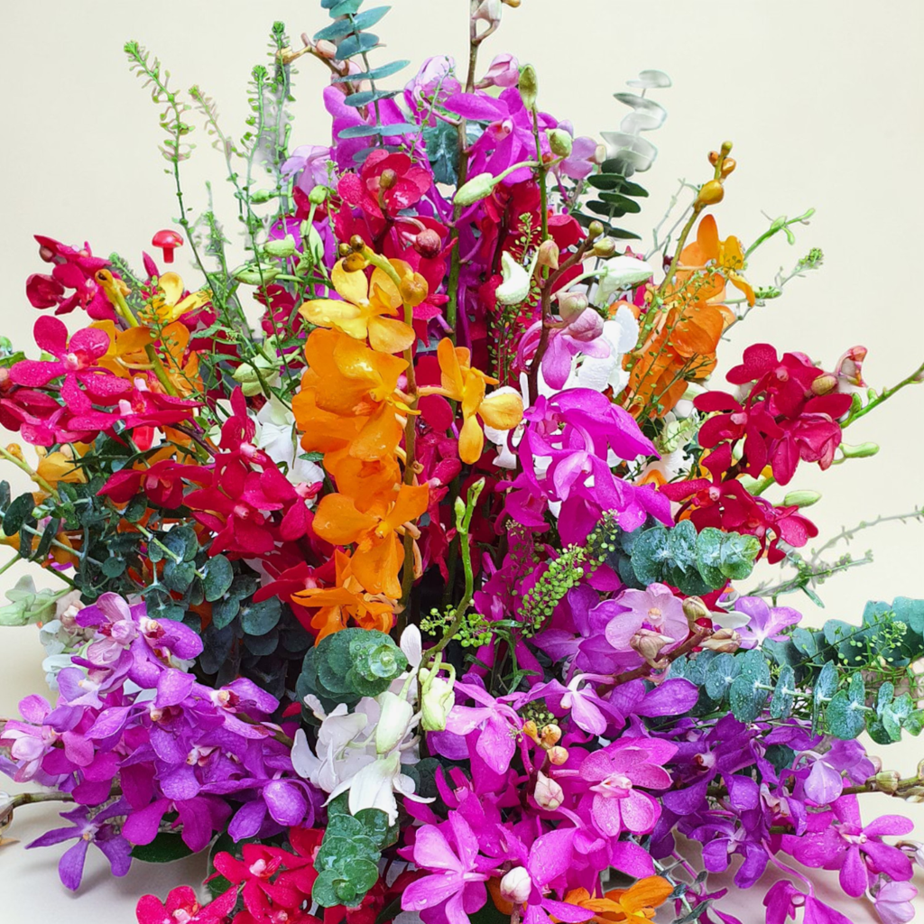 Garden Elegance orchid table arrangement for birthday or anniversary with delivery in Kuala and Selangor