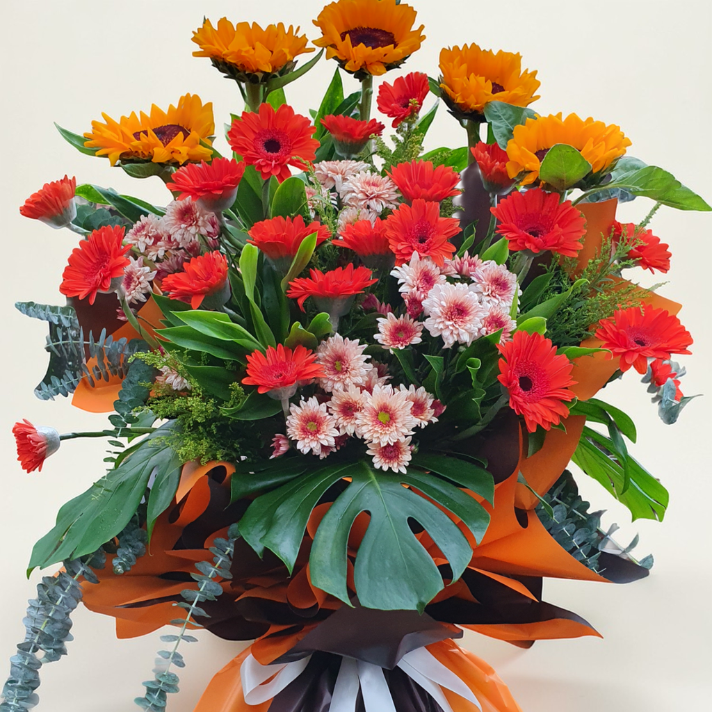 Thriving Ventures sunflower and chrysanthemum grand opening stand with delivery in Kuala Lumpur and Selangor