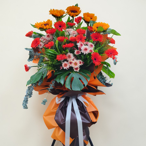 Thriving Ventures sunflower and chrysanthemum grand opening stand with delivery in Kuala Lumpur and Selangor