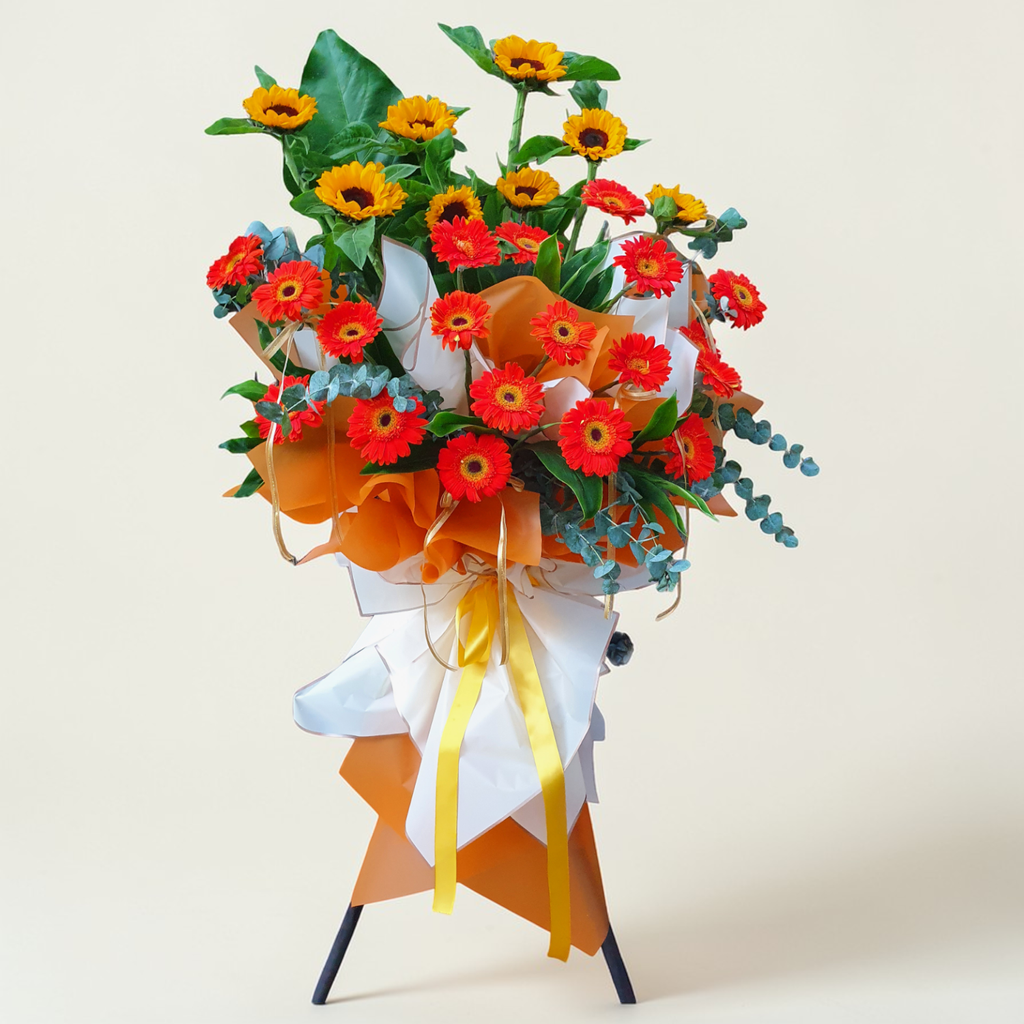 Prosperous Path sunflower and gerbera grand opening stand with delivery in Kuala Lumpur and Selangor