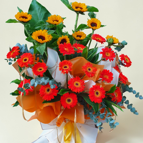 Prosperous Path sunflower and gerbera grand opening stand with delivery in Kuala Lumpur and Selangor