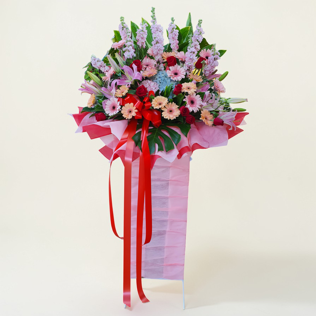 Radiant Ventures hydrangea, matthiola and lilies grand opening stand with delivery in Kuala Lumpur and Selangor